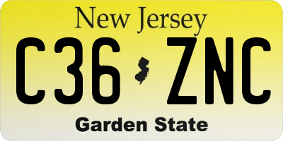 NJ license plate C36ZNC