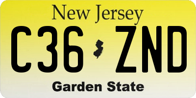 NJ license plate C36ZND