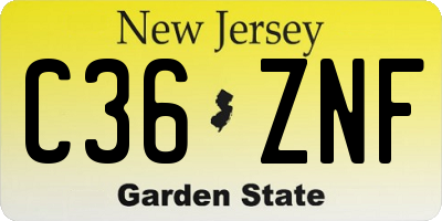 NJ license plate C36ZNF