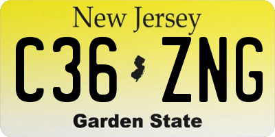 NJ license plate C36ZNG