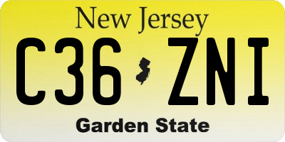 NJ license plate C36ZNI