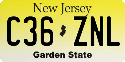 NJ license plate C36ZNL