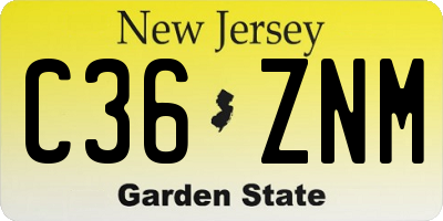 NJ license plate C36ZNM