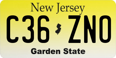 NJ license plate C36ZNO