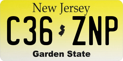 NJ license plate C36ZNP
