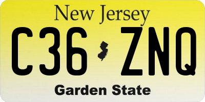 NJ license plate C36ZNQ
