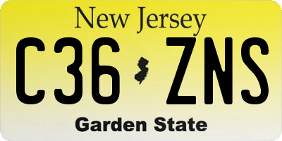 NJ license plate C36ZNS