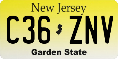 NJ license plate C36ZNV