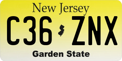 NJ license plate C36ZNX