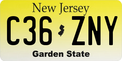 NJ license plate C36ZNY