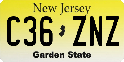 NJ license plate C36ZNZ