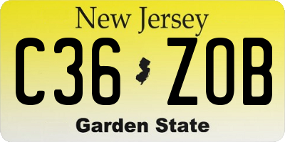 NJ license plate C36ZOB