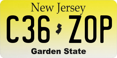 NJ license plate C36ZOP