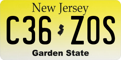 NJ license plate C36ZOS