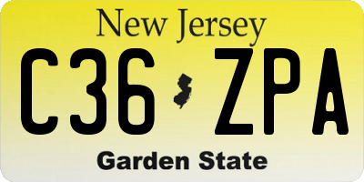 NJ license plate C36ZPA