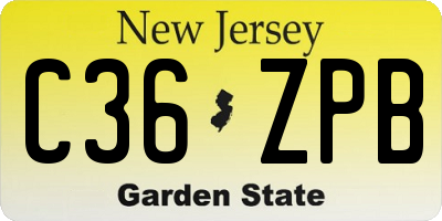 NJ license plate C36ZPB