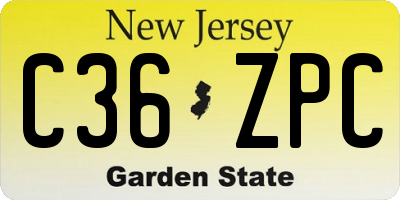 NJ license plate C36ZPC