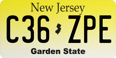 NJ license plate C36ZPE