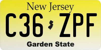 NJ license plate C36ZPF