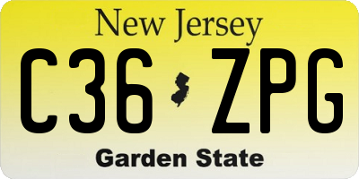 NJ license plate C36ZPG