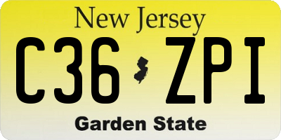 NJ license plate C36ZPI