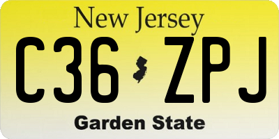NJ license plate C36ZPJ