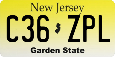 NJ license plate C36ZPL