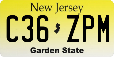 NJ license plate C36ZPM