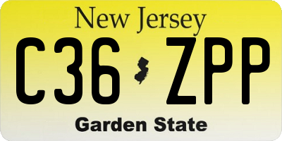 NJ license plate C36ZPP