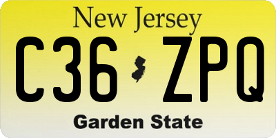 NJ license plate C36ZPQ