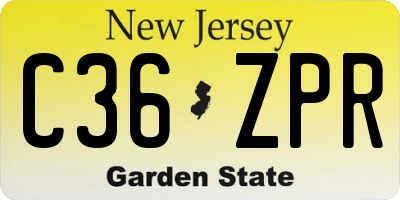 NJ license plate C36ZPR