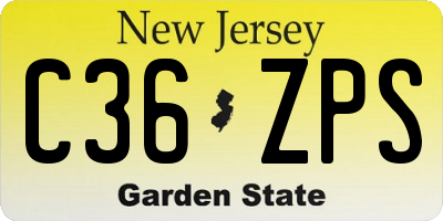 NJ license plate C36ZPS