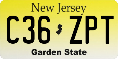NJ license plate C36ZPT