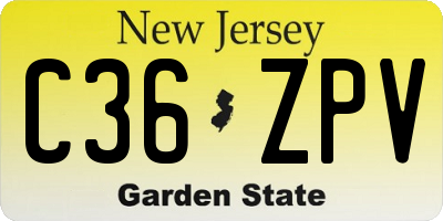 NJ license plate C36ZPV