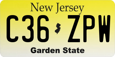 NJ license plate C36ZPW