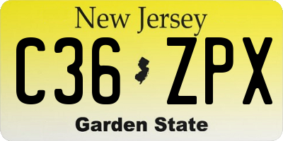 NJ license plate C36ZPX