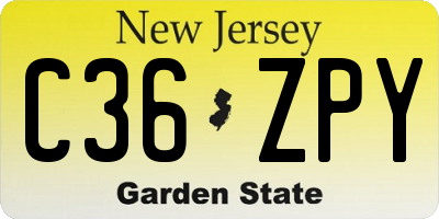 NJ license plate C36ZPY