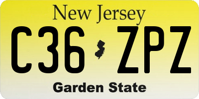 NJ license plate C36ZPZ