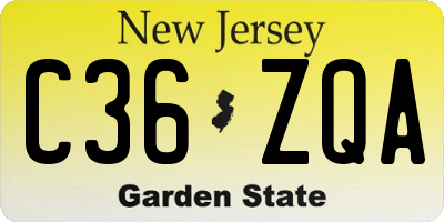 NJ license plate C36ZQA