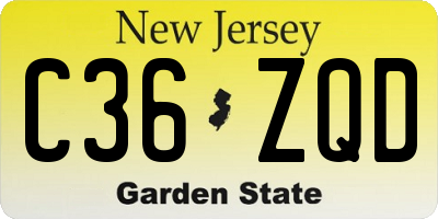 NJ license plate C36ZQD