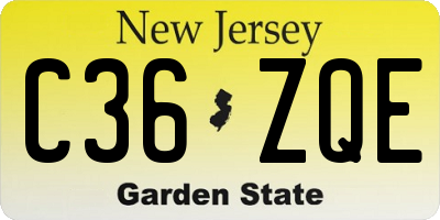 NJ license plate C36ZQE
