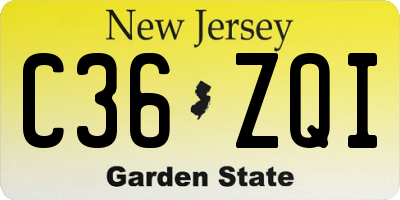 NJ license plate C36ZQI
