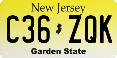NJ license plate C36ZQK