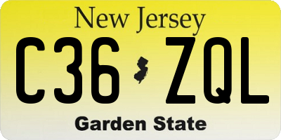 NJ license plate C36ZQL