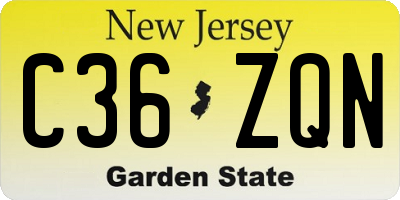 NJ license plate C36ZQN