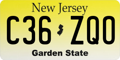 NJ license plate C36ZQO