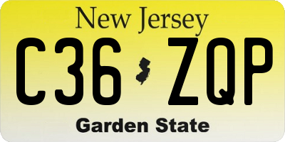 NJ license plate C36ZQP