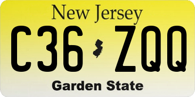 NJ license plate C36ZQQ