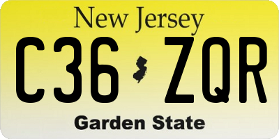 NJ license plate C36ZQR