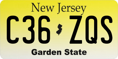 NJ license plate C36ZQS